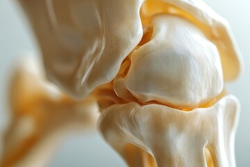 Intricate details of a human knee joint showcasing cartilage and ligaments in clear focus