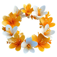 Lily gardenia by flower crown concept. A vibrant floral wreath made of yellow and white blossoms.