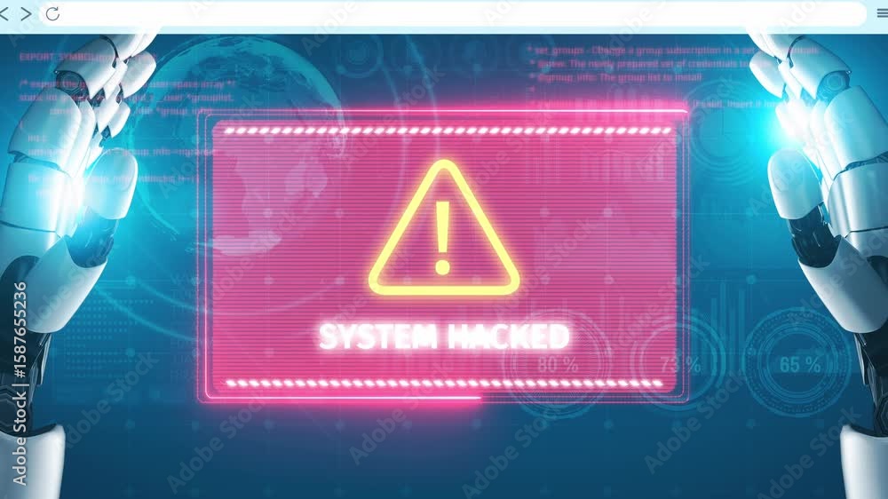 Poster cybersecurity defense and system protection from hackers, secure digital systems, cyberattack preven