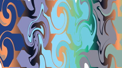 Colorful floral wave pattern with abstract splashes and nature-inspired decorative elements