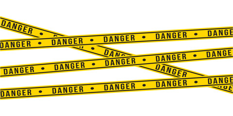 Caution tape set of yellow warning ribbons. Warning zone, danger tapes. Security Caution Tape Set. Yellow Warning Ribbons. Abstract Stripes for Police, Accident, Under Construction in eps 10.