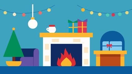 Fototapeta premium christmas tree with fireplace