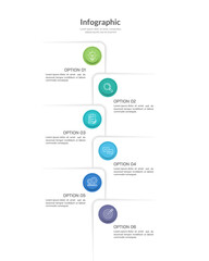 Six Steps Vertical Business Process Infographic for Presentation. Illustration Vector.