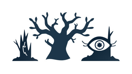 Creepy halloween tree silhouette vector illustration design for spooky season and halloween themed designs
