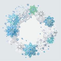 Frosted Snowflake Wreath, Elegant Christmas Holiday Accent