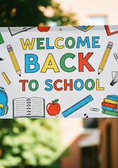 Welcome back to school banner illustration