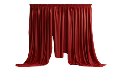 A beautiful red theatres curtain isolated on white background 