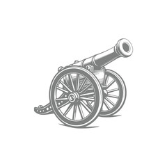 Antique Cannon in Detailed Monochrome Illustration