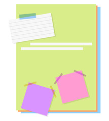 colorful blank paper note and post it stationary illustration