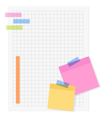 colorful cute paper note and post it clipart office school stationary illustration