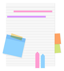 colorful paper note and notebook post it clipart stationary illustration