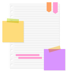 notebook paper notes school office stationary clipart illustration