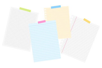 set of blank paper note and tape clipart school office stationary illustration