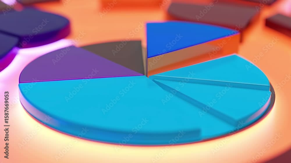 Aufkleber a vibrant pie chart illustration. each colorful segment of the chart represents data, forming a visu