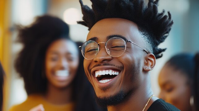 Friends Laughing and Socializing