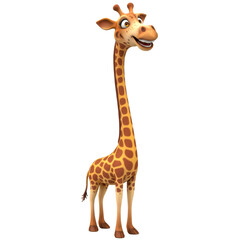 Obraz premium Cartoon Giraffe Standing Tall, A Friendly Giraffe with a Long Neck and Spotty Coat