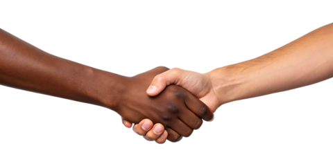 Close Up of Two Hands Shaking Against Black Background Showing Cooperation and Agreement
