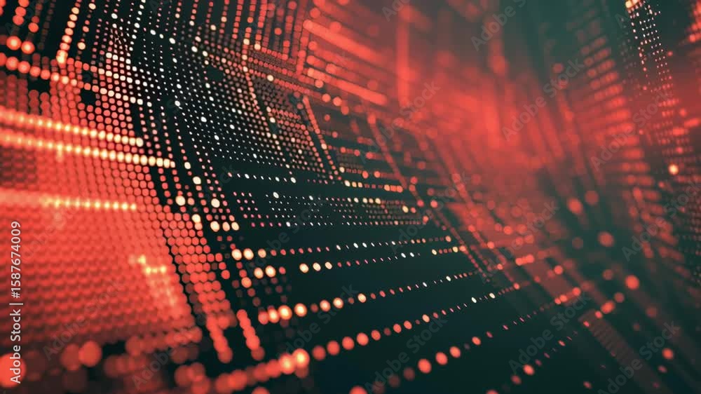 Poster abstract digital background with vibrant red and black colors in technology and data concept