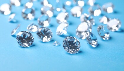 Sparkling diamonds scattered on a blue surface