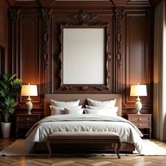 Luxury Bedroom Interior Design Rich Wood Paneling Elegant Decor
