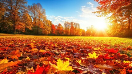 Autumn park, vibrant leaves
