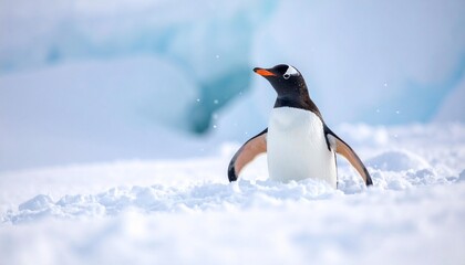 Obraz premium Penguin in Antarctica – Wild Antarctic Penguin in Icy Natural Habitat. 