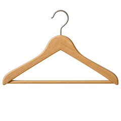 Wooden clothes hanger with metal hook isolated on transparent background