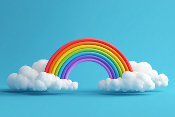 Playful Rainbow Rising Over Cloudy Horizon