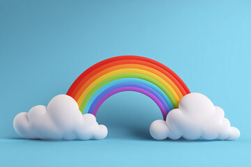 Rainbow with Evenly Spaced Colors and Clouds