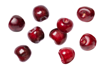 Fresh red cherries isolated on white background