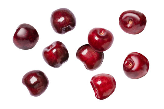 Fresh red cherries isolated on white background