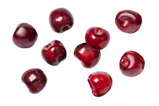 Fresh red cherries isolated on white background