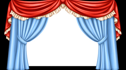 red curtain with a white background