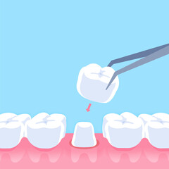 Dental crown - Text box banner (square) illustration vector design. Dental care concept.