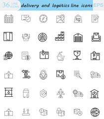  delivery logistic line icon vector icons set