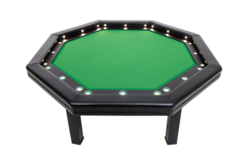 Black hexagonal gaming table with green felt and led lights image
