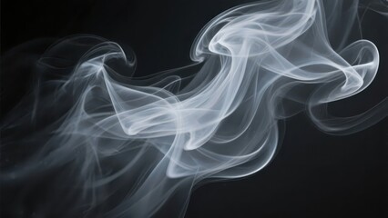 On a black background, white smoke shows a flexible and elegant form, conveying an atmosphere of mystery, fantasy, and art.