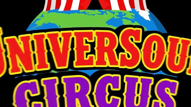 Simple UniverSoul Circus Logo with Globe and Tent Icon on Solid Black Background, Event Branding