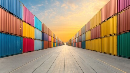 Fototapeta premium Colorful shipping containers warehouse