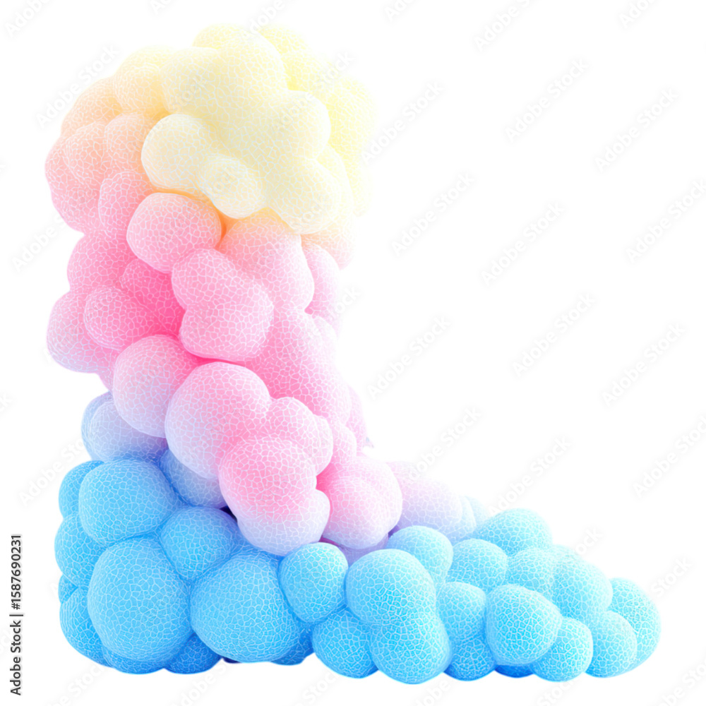 Poster lymphatic swelling in leg disorder concept. colorful, abstract foam shapes arranged in a dynamic com