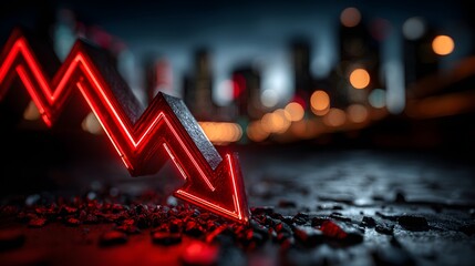 Roter Abwärtspfeil schlägt in den Boden – Symbolbild für Finanzkrise und Börsencrash
