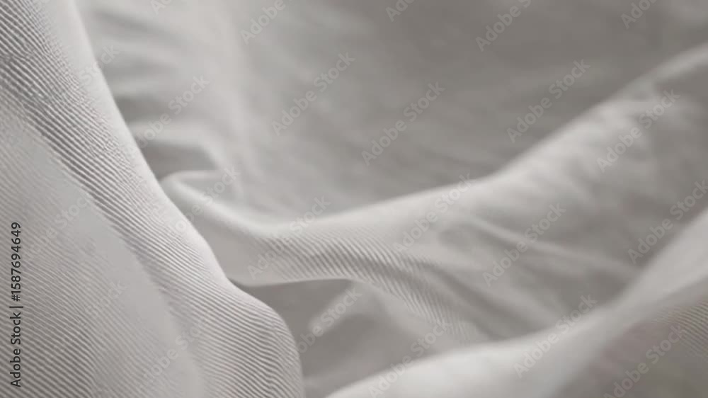 Poster delicate white fabric texture with subtle folds and shadows. it conveys softness and movement, perfe