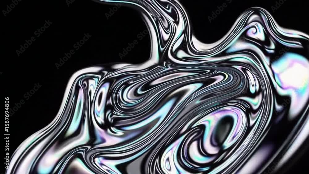 Poster abstract iridescent liquid swirls. the dynamic shapes and colors evoke feelings of fluidity, movemen