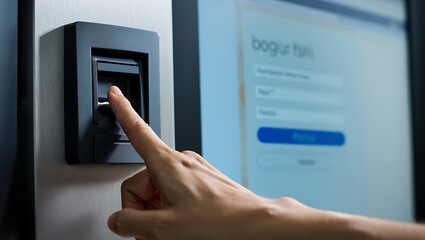 Man utilizing ATM technology for banking transactions with a digital tablet in hand