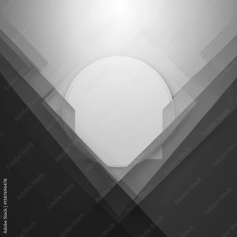Poster abstract grayscale design with layered shapes and a central circle