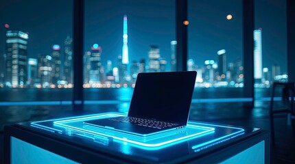 floating UI elements framing a matte black background for text. Generated Image