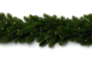 Lush green garland adorned with warm lights, perfect for festive