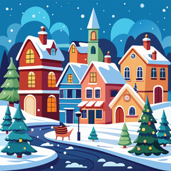 Fototapeta premium christmas town vector