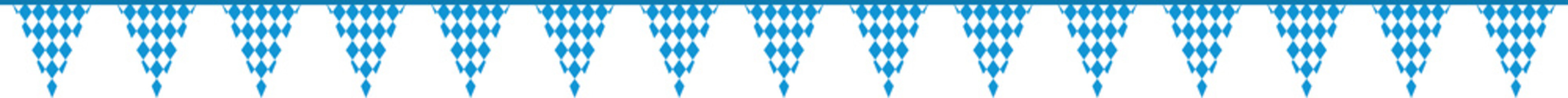 Seamless Bavarian Flag Party Bunting with Blue and White Diamond Pattern for Oktoberfest