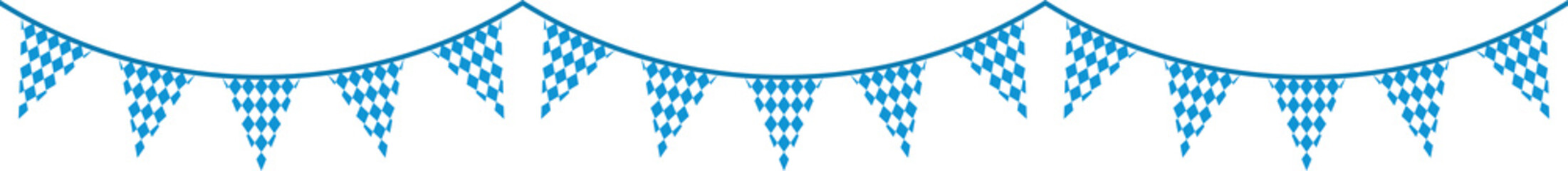 Seamless Bavarian Flag Party Bunting with Blue and White Diamond Pattern for Oktoberfest